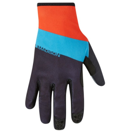 Alpine mens gloves stripe black  chilli red  blue curaco small