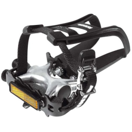  Alloy Pedals with Plastic Toe Clips and Fabric Straps for Hybrid  Trekking and City Bicycle