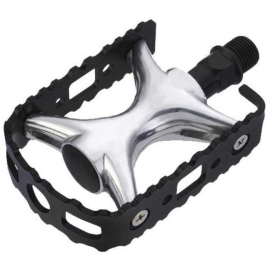  Alloy Platform Bicycle Pedal with Steel Cage for Trekking and Leisure Cycling with 9/16