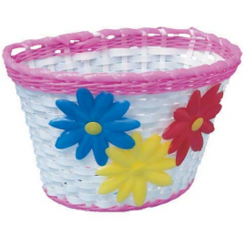ADIE BASKET    WHITE WITH FLOWERS